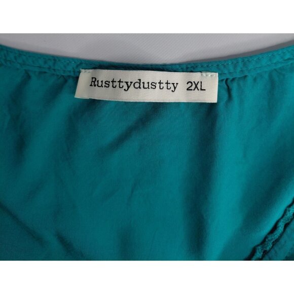 Rustydustty Womens 2XL Teal Dress With Button Detail 100% Viscose - Picture 3 of 7